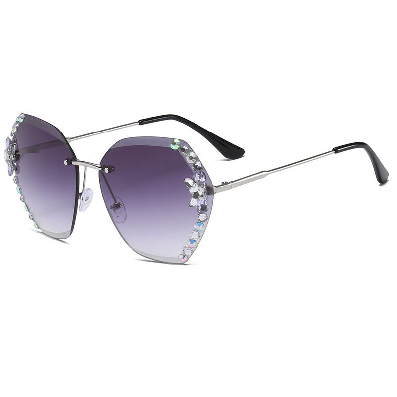 2022 new cross-border fashion rhinestone sunglasses women's thin sunglasses trendy sunscreen and UV protection Korean version glasses
