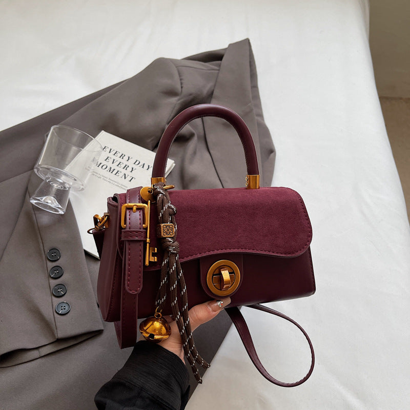 Winter portable commuter bag women's 2024 new trendy retro small square bag simple foreign style single shoulder oblique span bag
