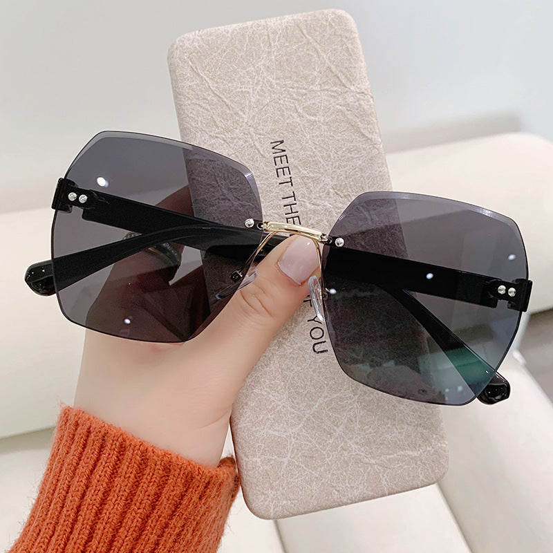 2023 new frameless trimmed sunglasses Internet celebrity trend women's versatile sunshades fashion street sunscreen sunglasses