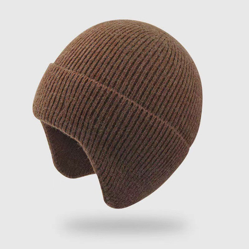 Winter new knitted hat men's fleece thickened warm cover wool hat student riding cold protection ear hat tide