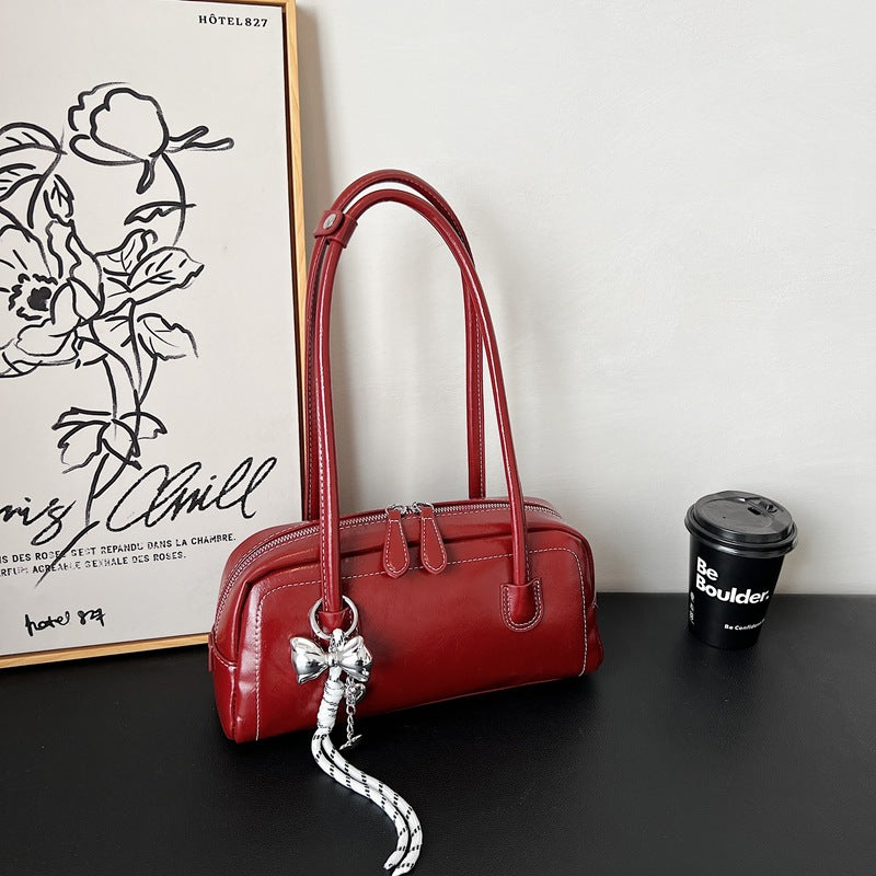 Women's bag niche portable bowling 2025 spring and summer fashion versatile shoulder bag underarm pillow bag