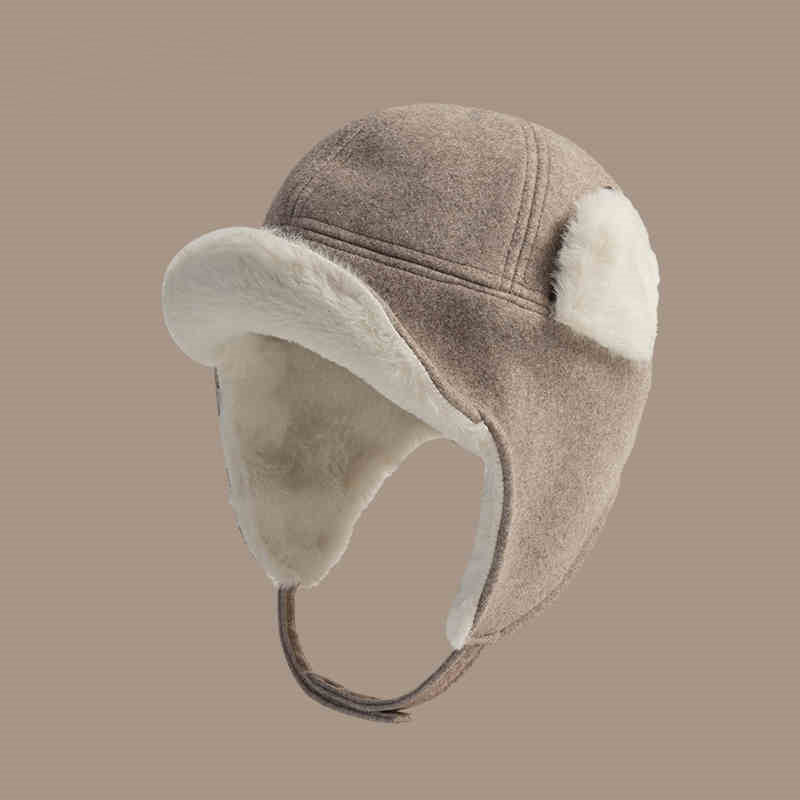 Warm woolen Lei Feng hat children autumn and winter skiing thickened cold protection ear protection flying hat plush Northeast cotton hat men