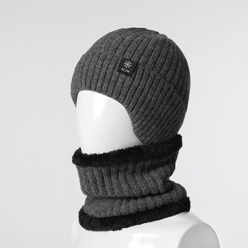 Winter men's hat outdoor cycling cold-proof velvet warm knitted hat ear protection neck cover integrated wool hat