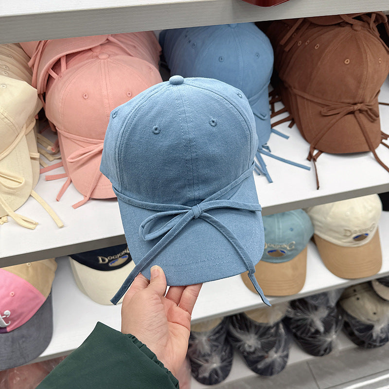 Wholesale Korea 2024 new personalized straps bow baseball cap spring and summer travel sunshade sun protection cap