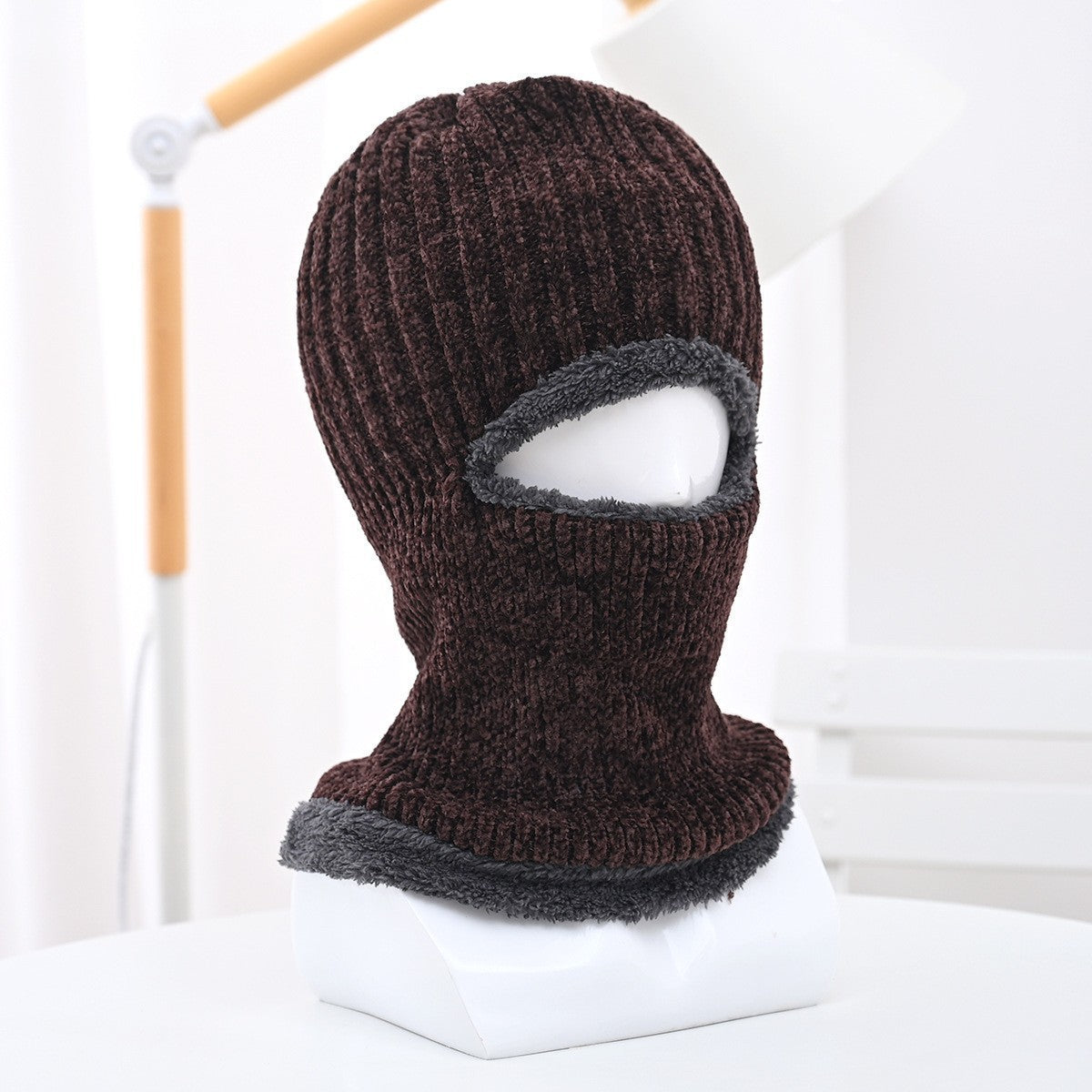 Winter men's hat outdoor cycling cold-proof velvet warm knitted hat ear protection neck cover integrated wool hat