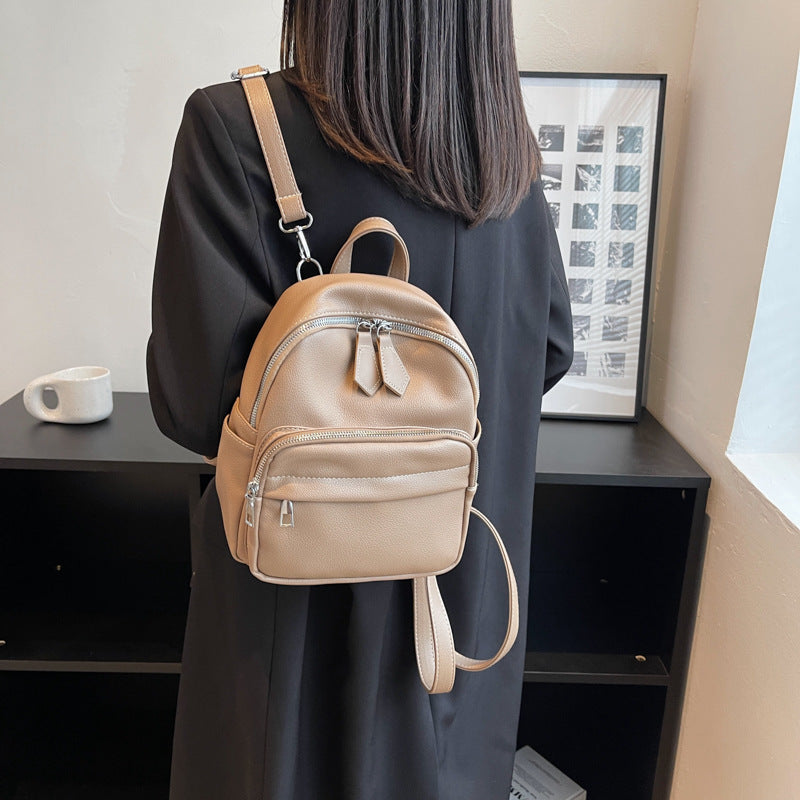 2023 new niche foreign style backpack bag women's high-end texture soft leather fashion versatile leisure travel backpack