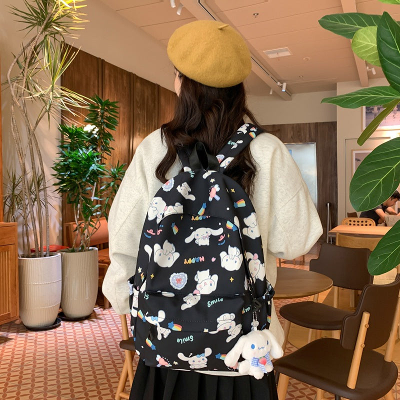 College women's simple backpack casual and light shopping Yugui dog cute backpack junior high school high school student schoolbag