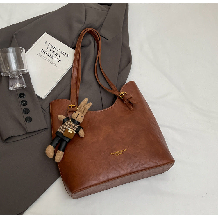 Winter new large-capacity tote bag women's 2024 minimalist style retro fashion underarm bag foreign style fashionable shoulder bag