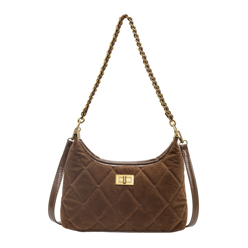 Xiaoxiangfeng bag women's 2024 autumn new fashion diamond chain underarm bag Korean version niche design shoulder bag