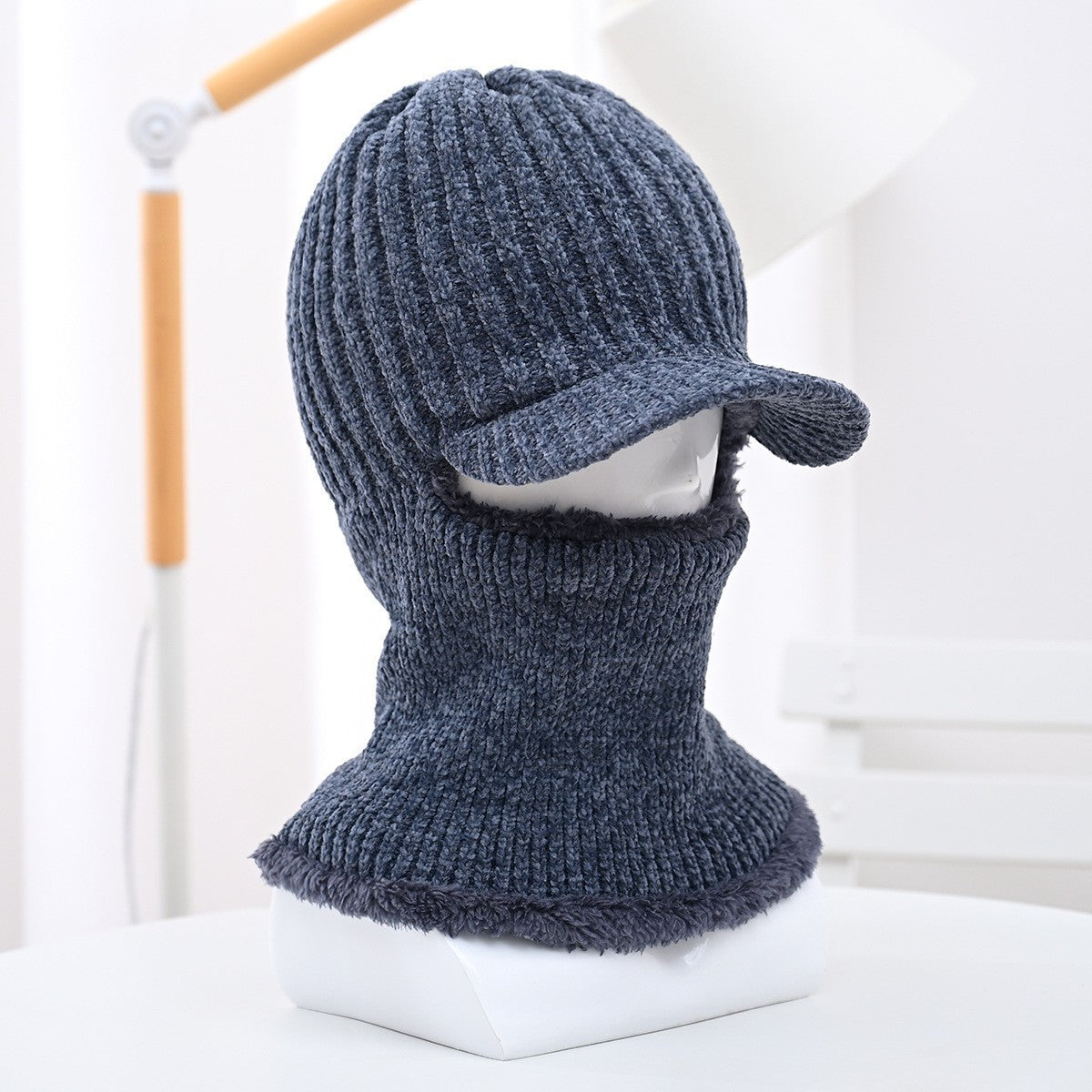 Winter Men's Duck Tongue Ear Cap Fleece Thick Warm Pullover Hat Youth Outdoor Riding Knitted Wool Hat Ski Cap