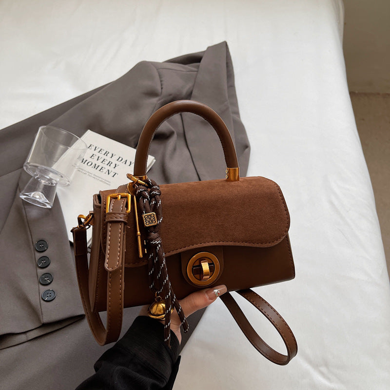 Winter portable commuter bag women's 2024 new trendy retro small square bag simple foreign style single shoulder oblique span bag
