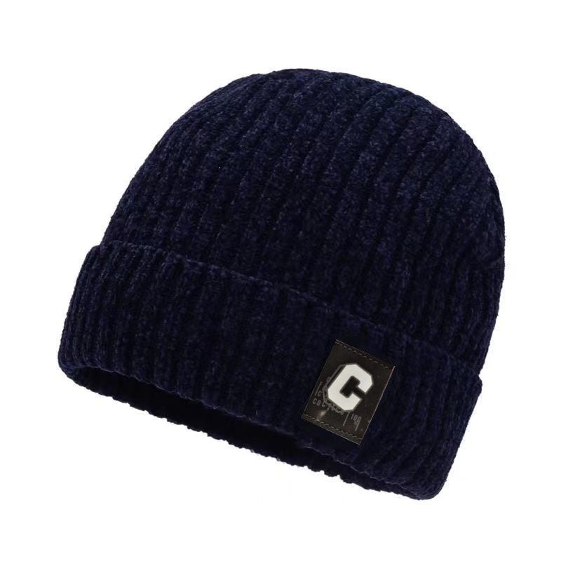 Winter Men's Duck Tongue Ear Cap Fleece Thick Warm Pullover Hat Youth Outdoor Riding Knitted Wool Hat Ski Cap