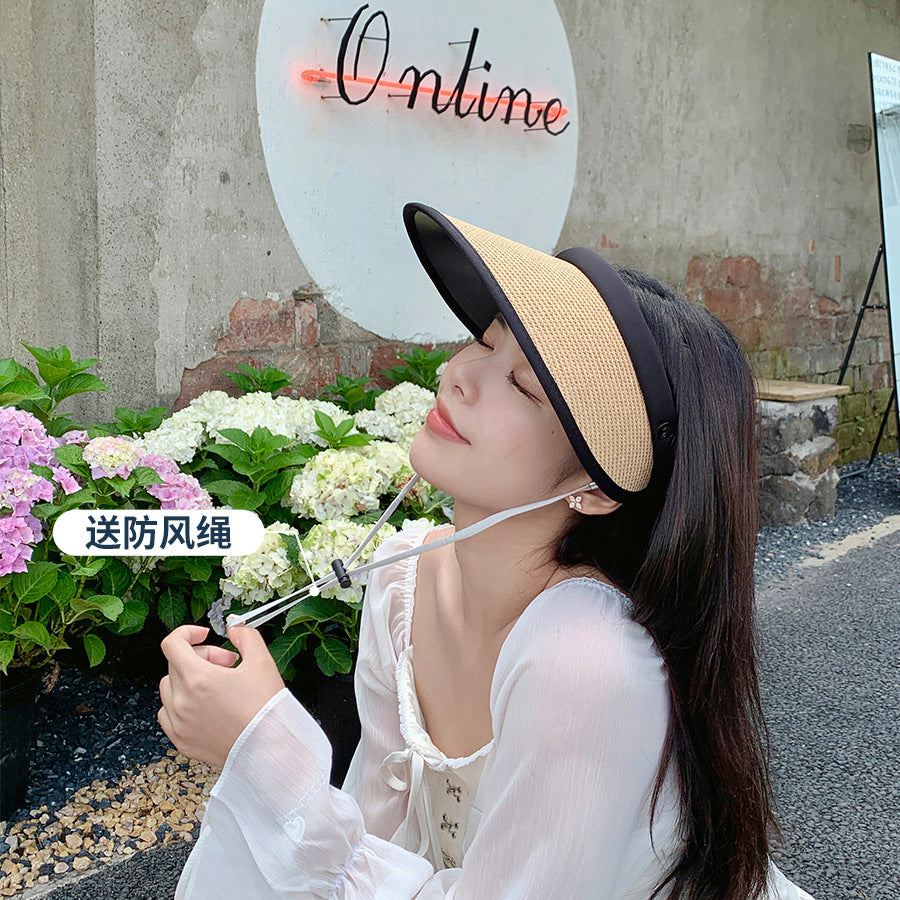 Yang classmate sun hat children summer straw empty top hat big brim face covering sun hat summer travel sun hat