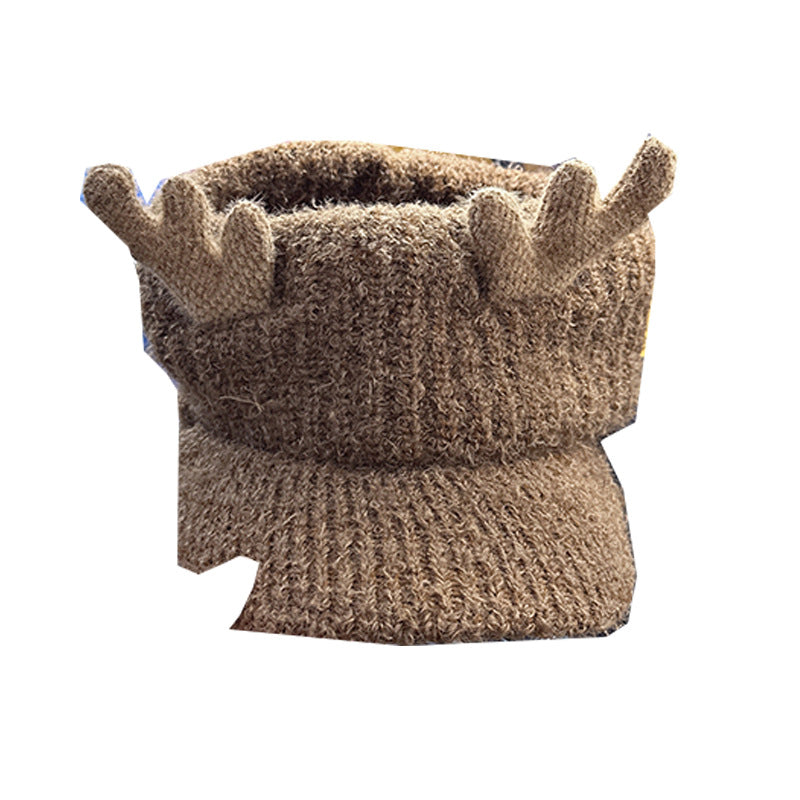 Wholesale Korea 2024 new Christmas elk horn knitted hat children autumn and winter Korean version warm empty top cap