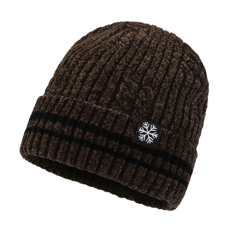 Winter Men's Duck Tongue Ear Cap Fleece Thick Warm Pullover Hat Youth Outdoor Riding Knitted Wool Hat Ski Cap