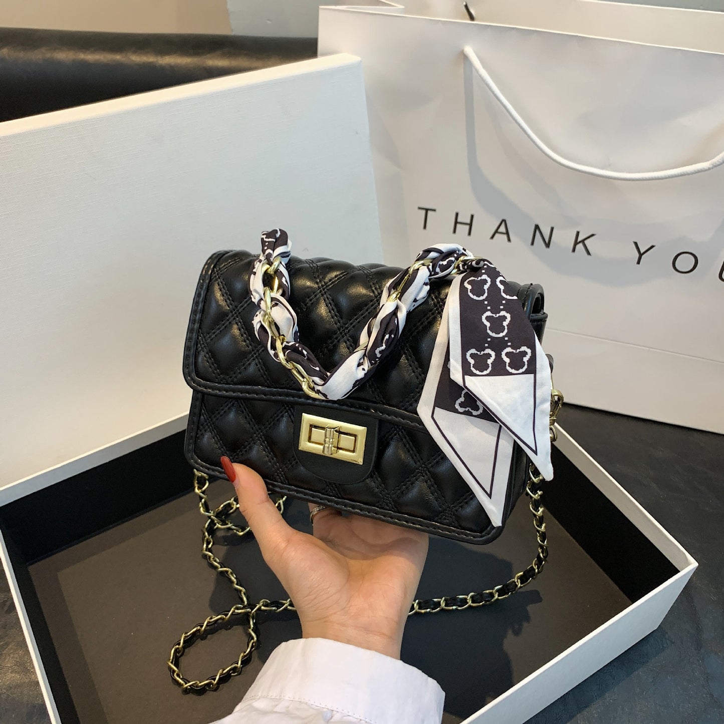 2023 cross-border small square bag rhombus chain small bag women's summer new crossbody versatile fashion shoulder armpit bag