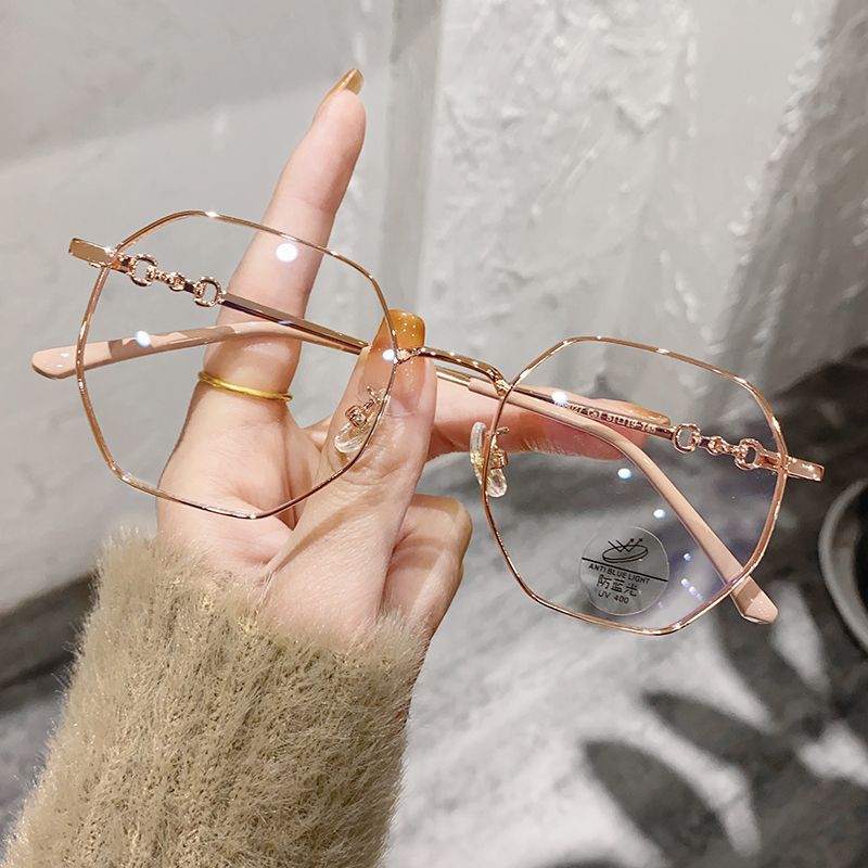 Women's myopia glasses exquisite advanced sense retro small frame big face thin anti-blue light no degree flat mirror wholesale