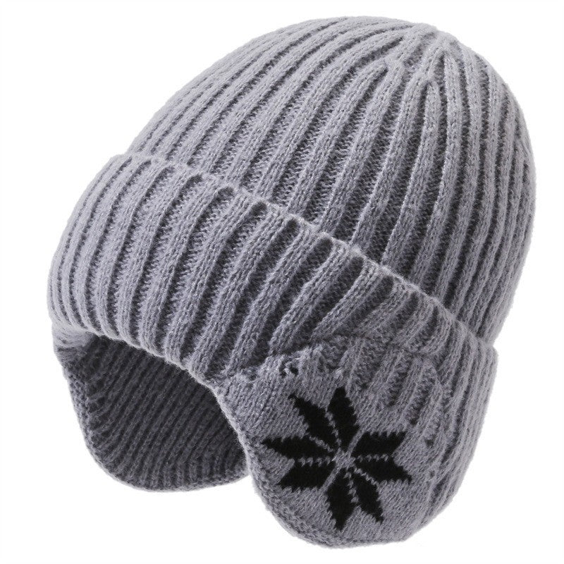 Winter Men's Duck Tongue Ear Cap Fleece Thick Warm Pullover Hat Youth Outdoor Riding Knitted Wool Hat Ski Cap