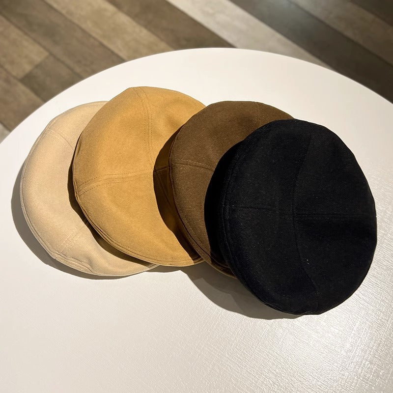 Woolen beret children autumn and winter British retro versatile painter beret Korean version simple solid color shows small face