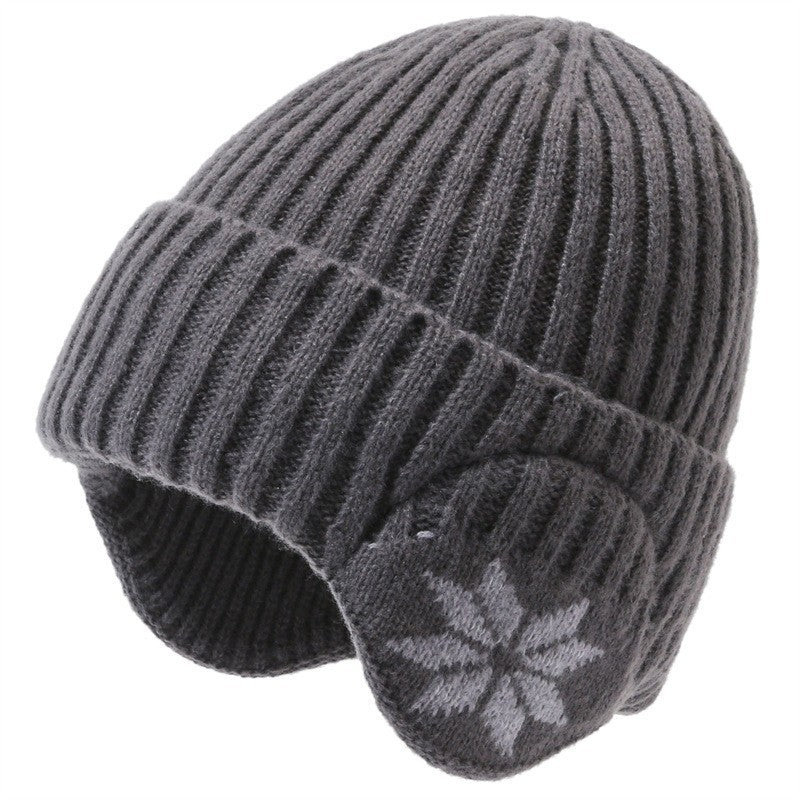 Winter Men's Duck Tongue Ear Cap Fleece Thick Warm Pullover Hat Youth Outdoor Riding Knitted Wool Hat Ski Cap