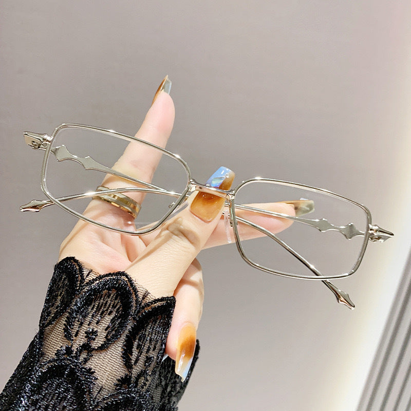Color-changing fashion anti-blue light metal flat mirror future star-sensing silver frame small square glasses student models can be matched with degrees