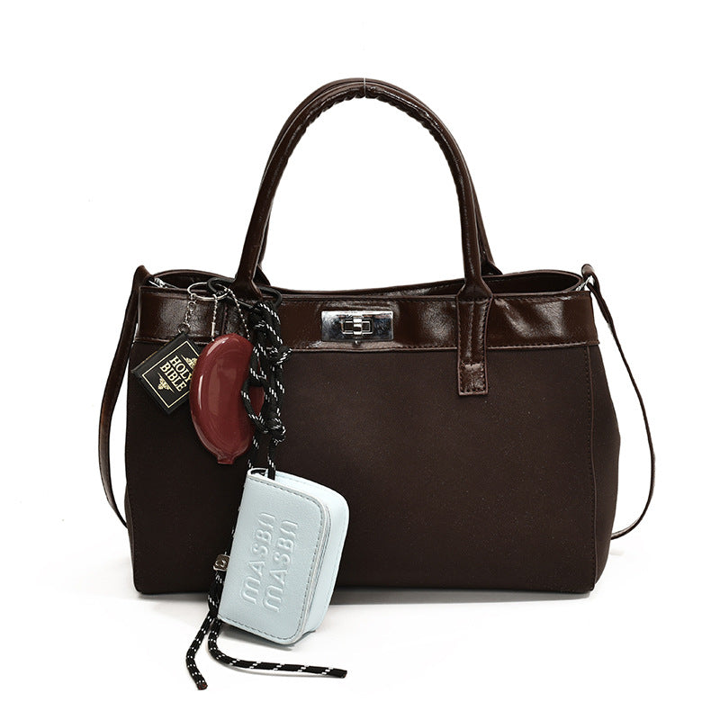Women's handbag bag 2024 new fashion contrasting color splicing women's bag literary and elegant shoulder bag foreign style messenger bag