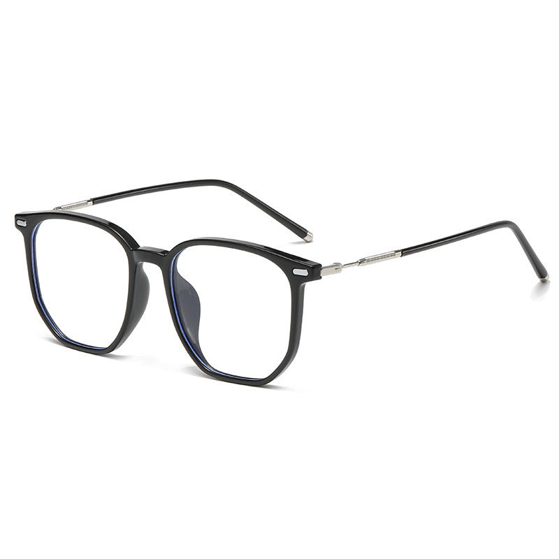 Xiaohongshu cold brown anti-blue flat mirror women's pure plain face and thin can be matched with degree myopia glasses frame