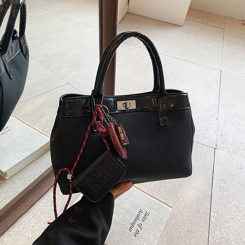 Women's handbag bag 2024 new fashion contrasting color splicing women's bag literary and elegant shoulder bag foreign style messenger bag