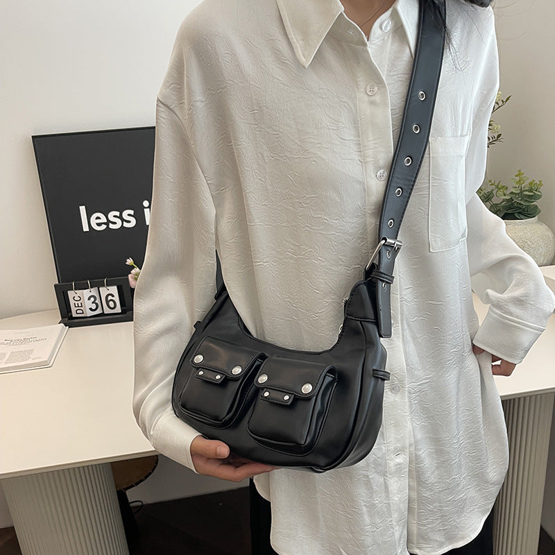 Y2k sweet cool babes wind bag women 2024 summer new fashion shoulder armpit bag niche design locomotive bag