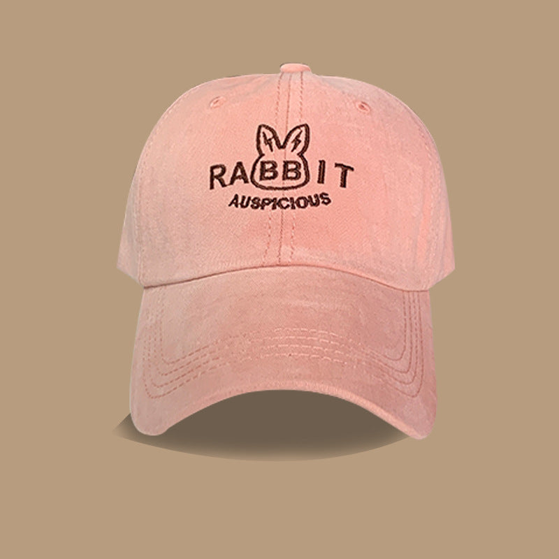 Year of the Rabbit cute fun embroidery rabbit baseball cap children fashion show face small couple versatile personality simple cap men