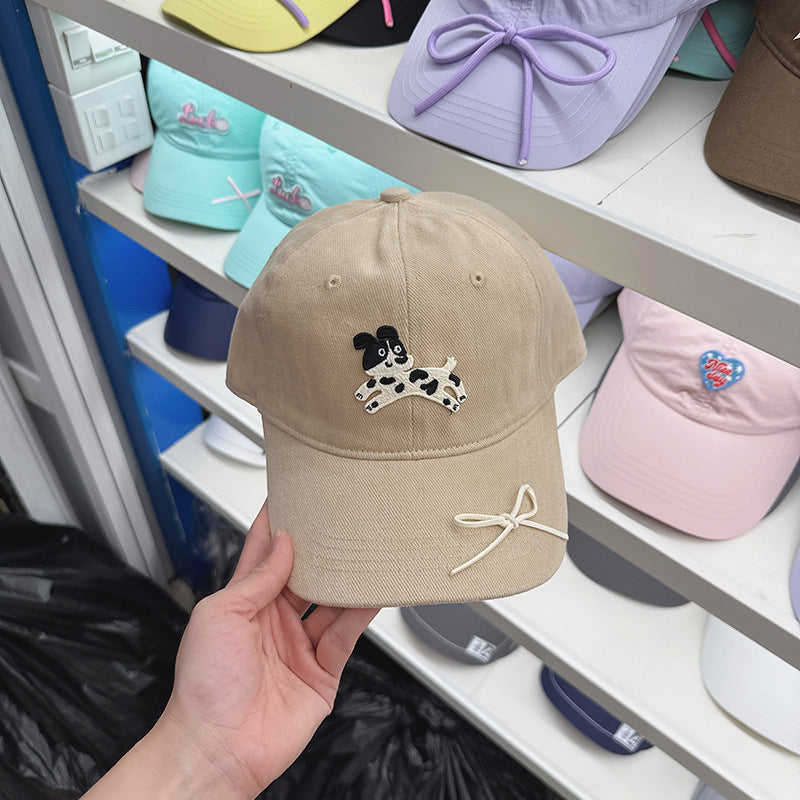 Wholesale Korea 2024 new Korean version cap female cartoon puppy bow soft top baseball cap shows small face