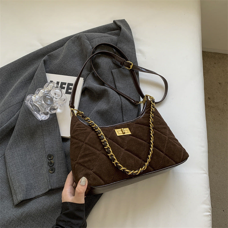 Xiaoxiangfeng bag women's 2024 autumn new fashion diamond chain underarm bag Korean version niche design shoulder bag