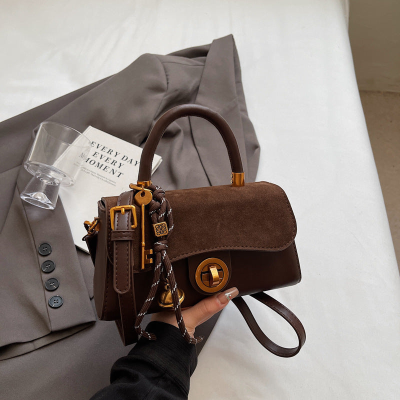 Winter portable commuter bag women's 2024 new trendy retro small square bag simple foreign style single shoulder oblique span bag