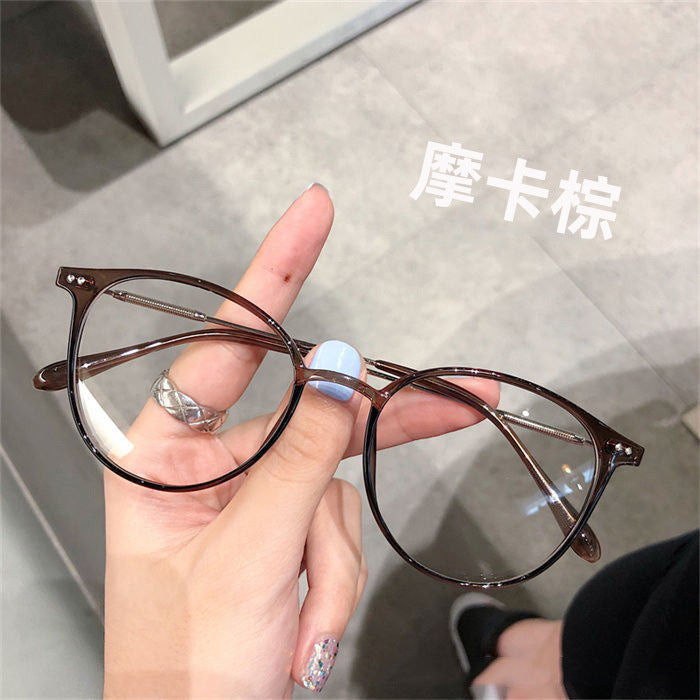 Xiaohongshu popular cold brown glasses frame female anti-blue glasses male flat glasses Internet celebrity no makeup artifact frame