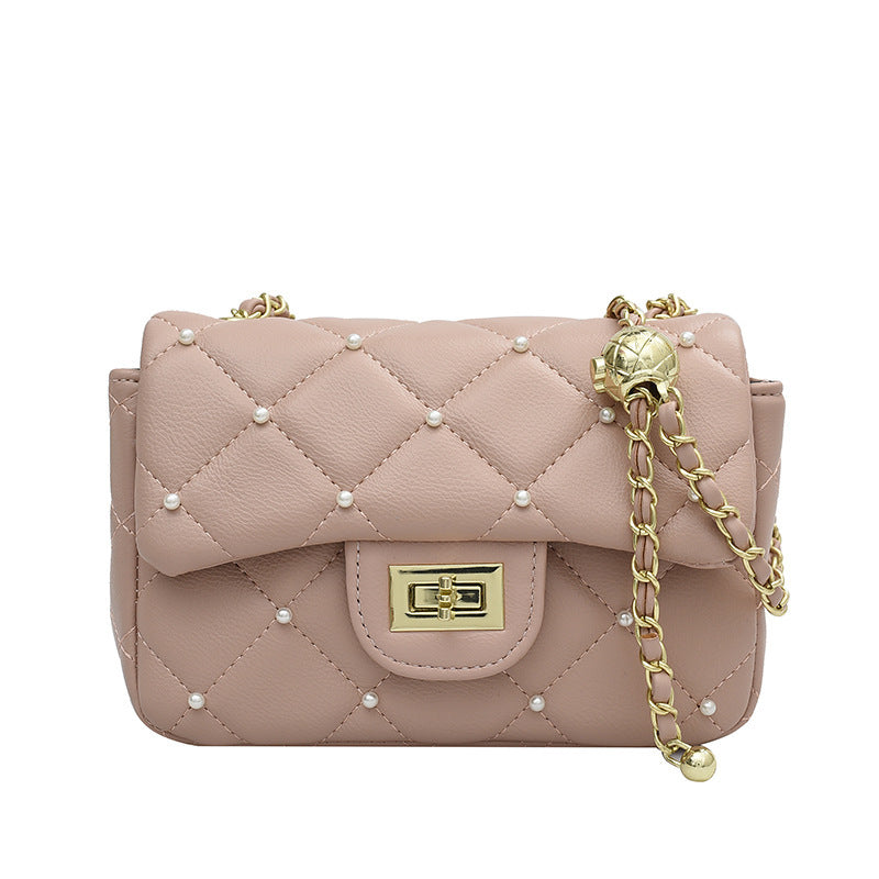 2022 new bag women's trendy fashion shoulder bag diamond small fragrant style versatile messenger bag small golden ball women's bag