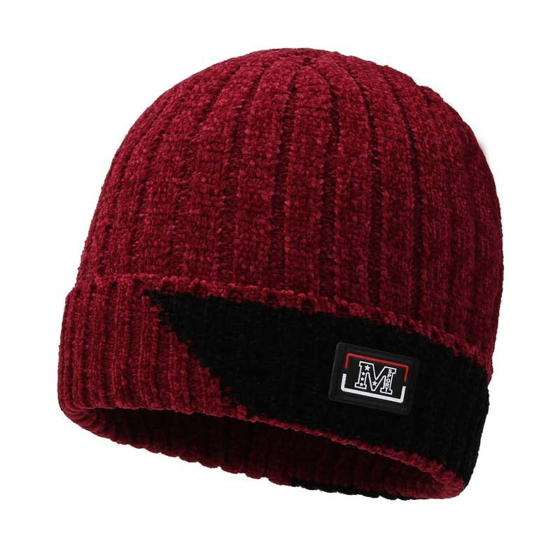 Winter warm knitted wool hat men's fleece thickened hat young students cycling cold ear hat foreign trade