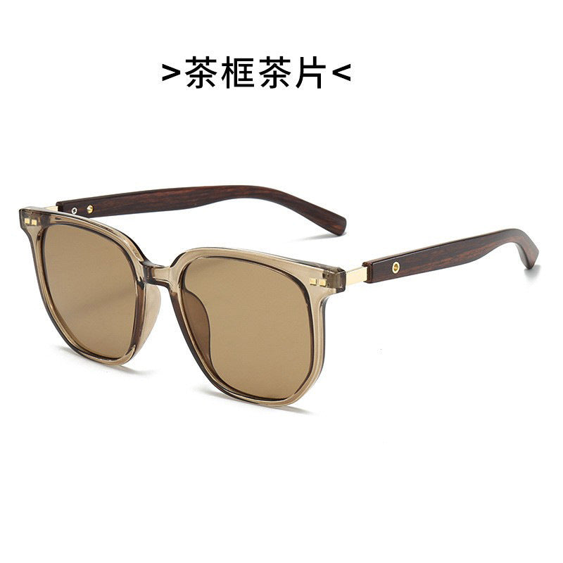Wood grain legs, rice nails, sunglasses, women's European and American ins wind sunglasses, men's sunshade, sunscreen and UV protection sunglasses