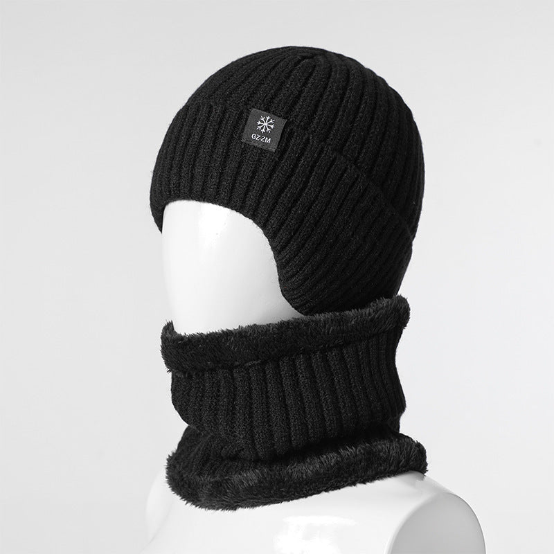 Winter men's hat outdoor cycling cold-proof velvet warm knitted hat ear protection neck cover integrated wool hat