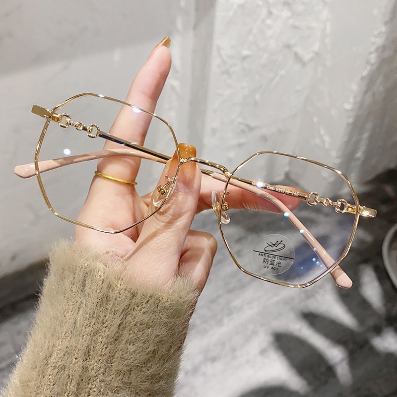 Women's myopia glasses exquisite advanced sense retro small frame big face thin anti-blue light no degree flat mirror wholesale