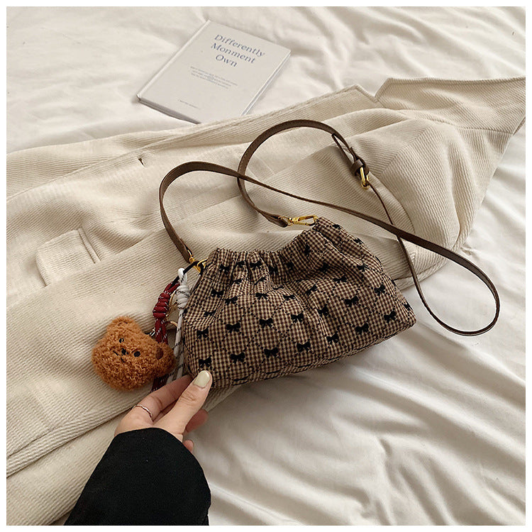 Women's bag fashion leopard print women's bucket bag 2024 autumn new drawstring lucky bag bag chain shoulder messenger bag