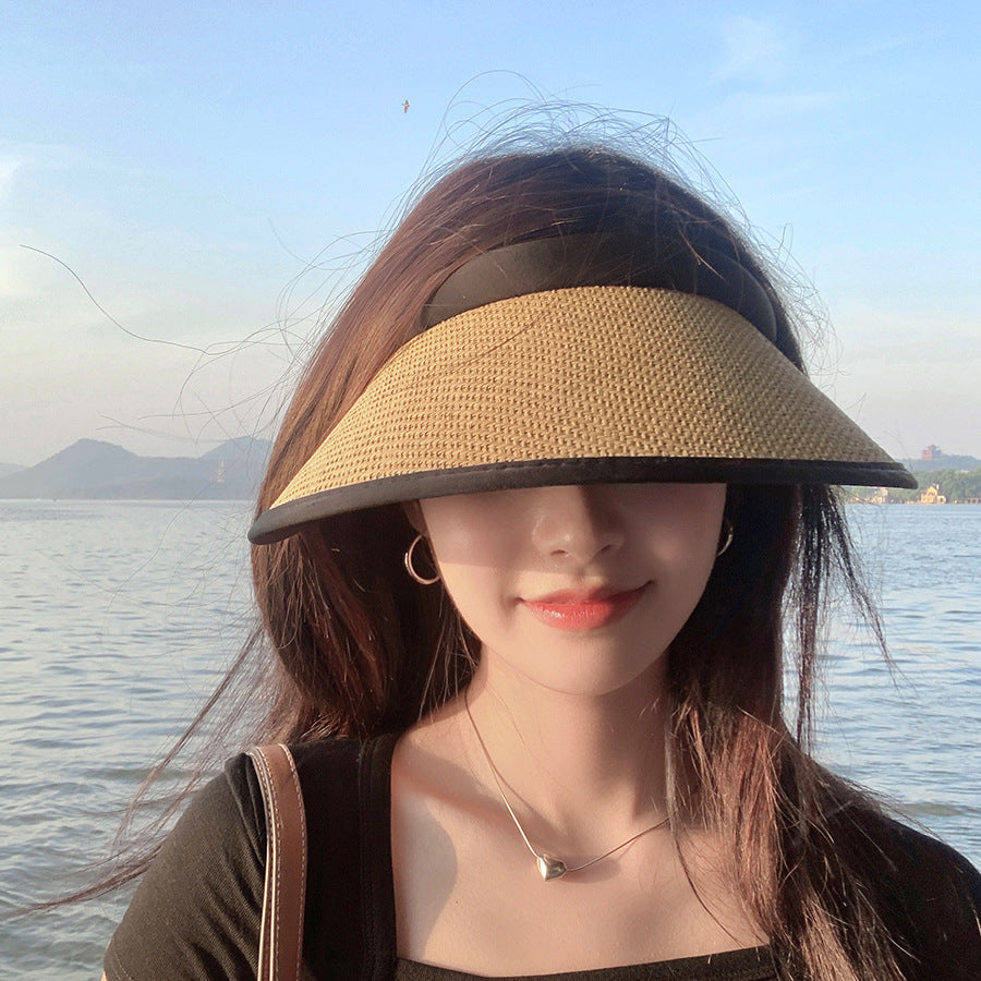 Yang classmate sun hat children summer straw empty top hat big brim face covering sun hat summer travel sun hat