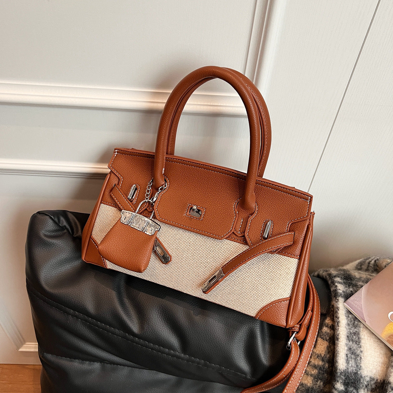 Wholesale cross-border premium texture retro portable platinum bag niche light luxury large capacity shoulder bag trendy commuter bag