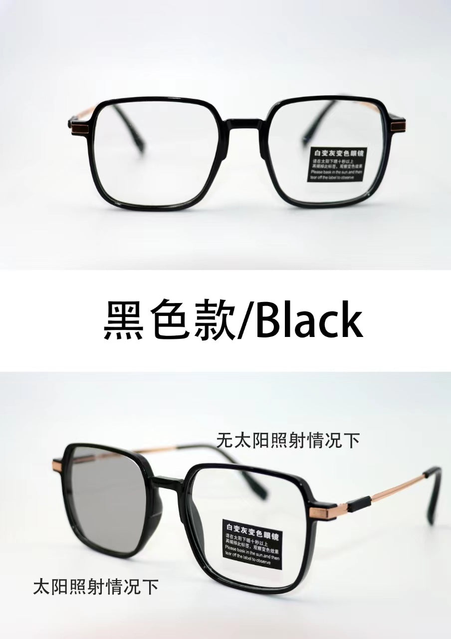 Color-changing flat glasses women's ultra-light damp cold brown transparent frame ins high value large frame thin plain glasses