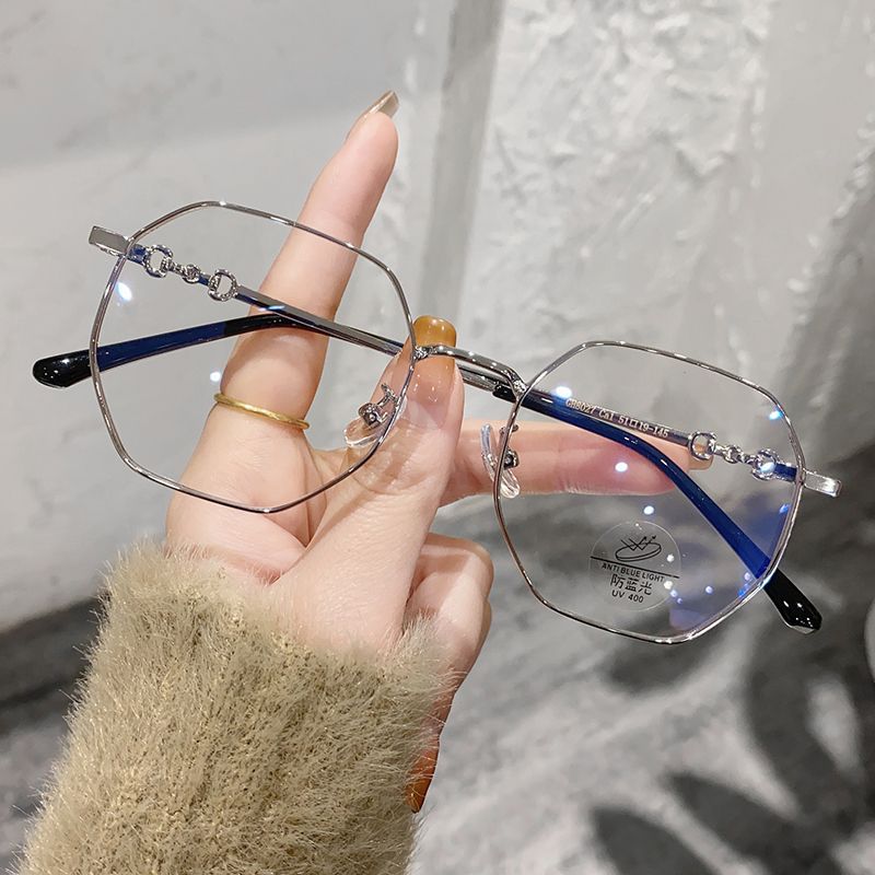 Women's myopia glasses exquisite advanced sense retro small frame big face thin anti-blue light no degree flat mirror wholesale