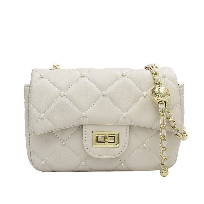 2022 new bag women's trendy fashion shoulder bag diamond small fragrant style versatile messenger bag small golden ball women's bag