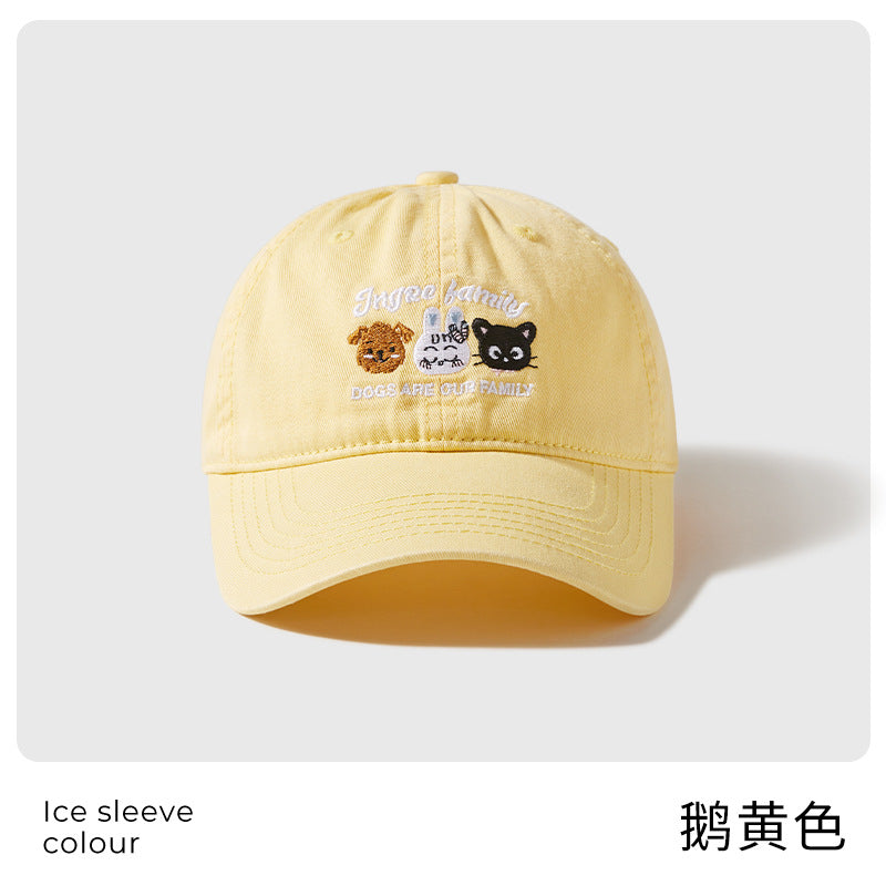 Classmate Yang cute cartoon female versatile face small animal embroidery baseball hat fashion cap a hair
