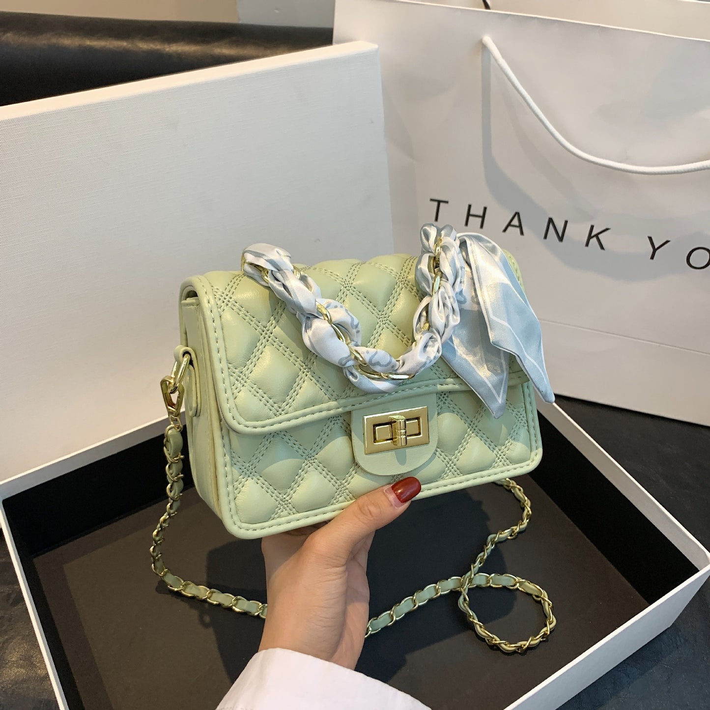 2023 cross-border small square bag rhombus chain small bag women's summer new crossbody versatile fashion shoulder armpit bag