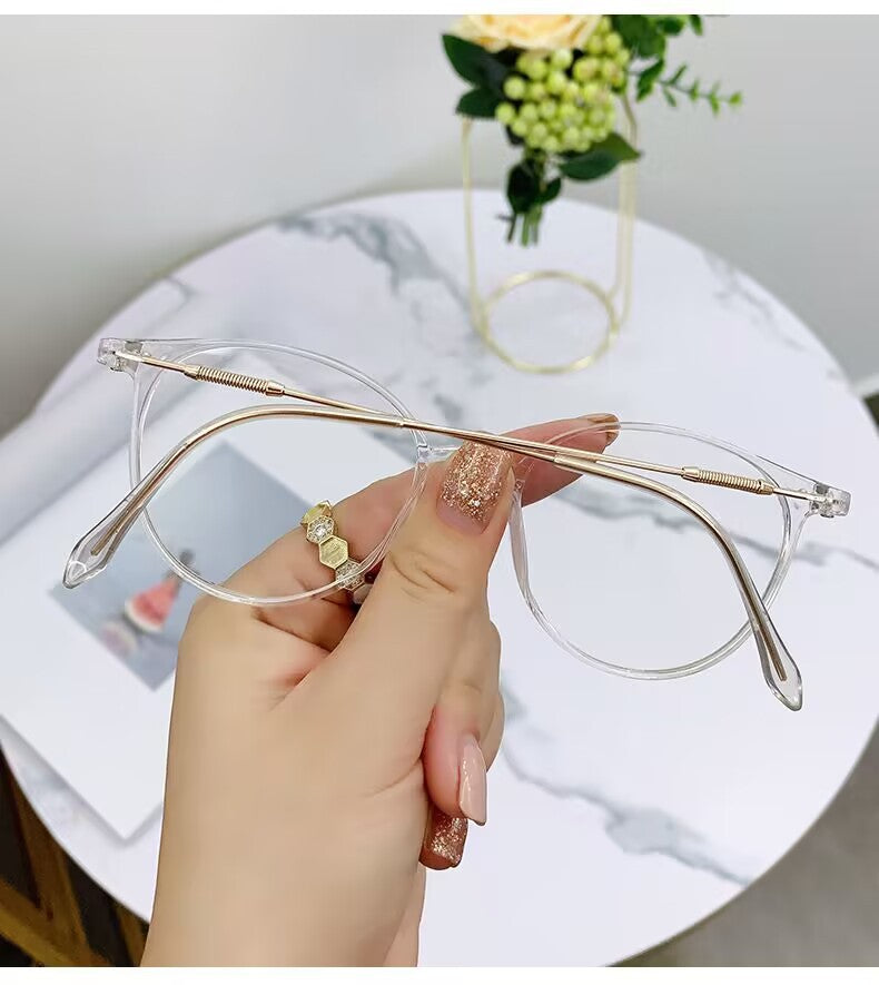 2023 new pc plus metal material advanced sense tea frame color-changing glasses high definition color-changing myopia glasses couple models