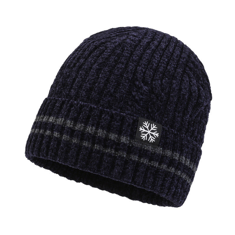 Winter Men's Duck Tongue Ear Cap Fleece Thick Warm Pullover Hat Youth Outdoor Riding Knitted Wool Hat Ski Cap