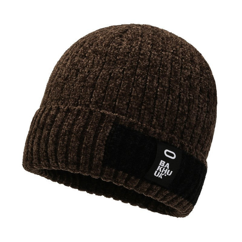 Winter men's hat outdoor cycling cold-proof velvet warm knitted hat ear protection neck cover integrated wool hat